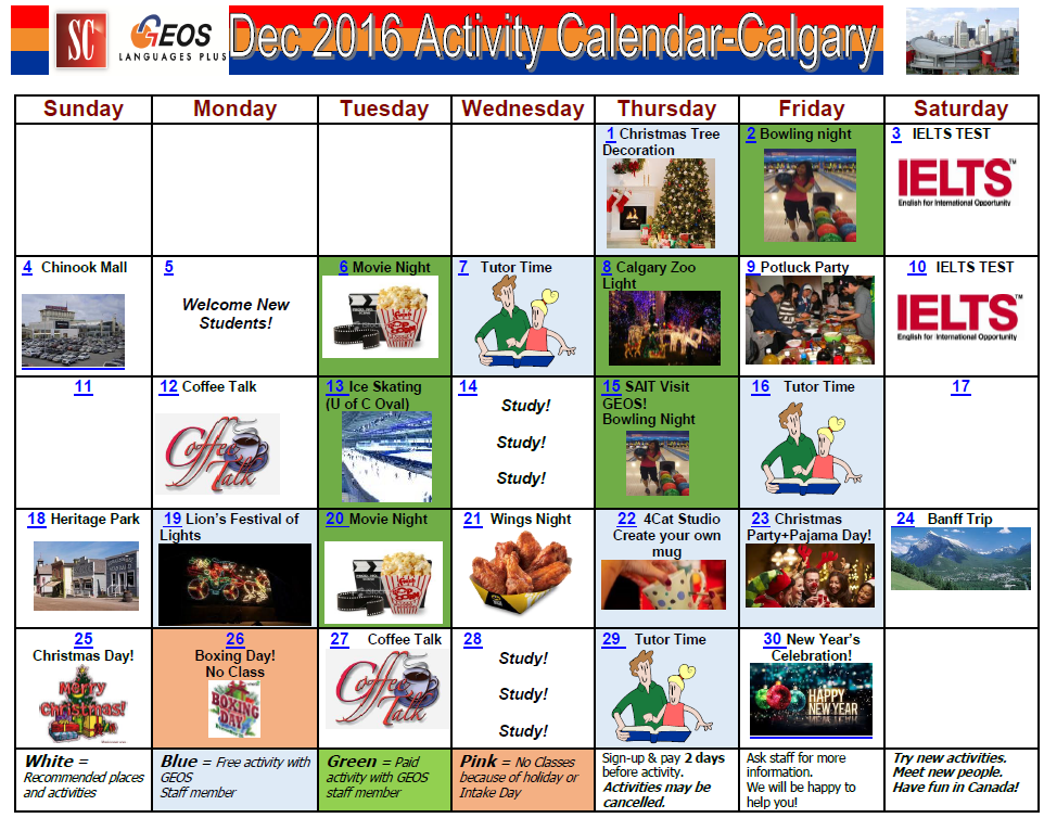 Calgary Activities Calendar December 2016